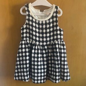 GB Girls Black and White Checkered Dress with Pearl Detail
